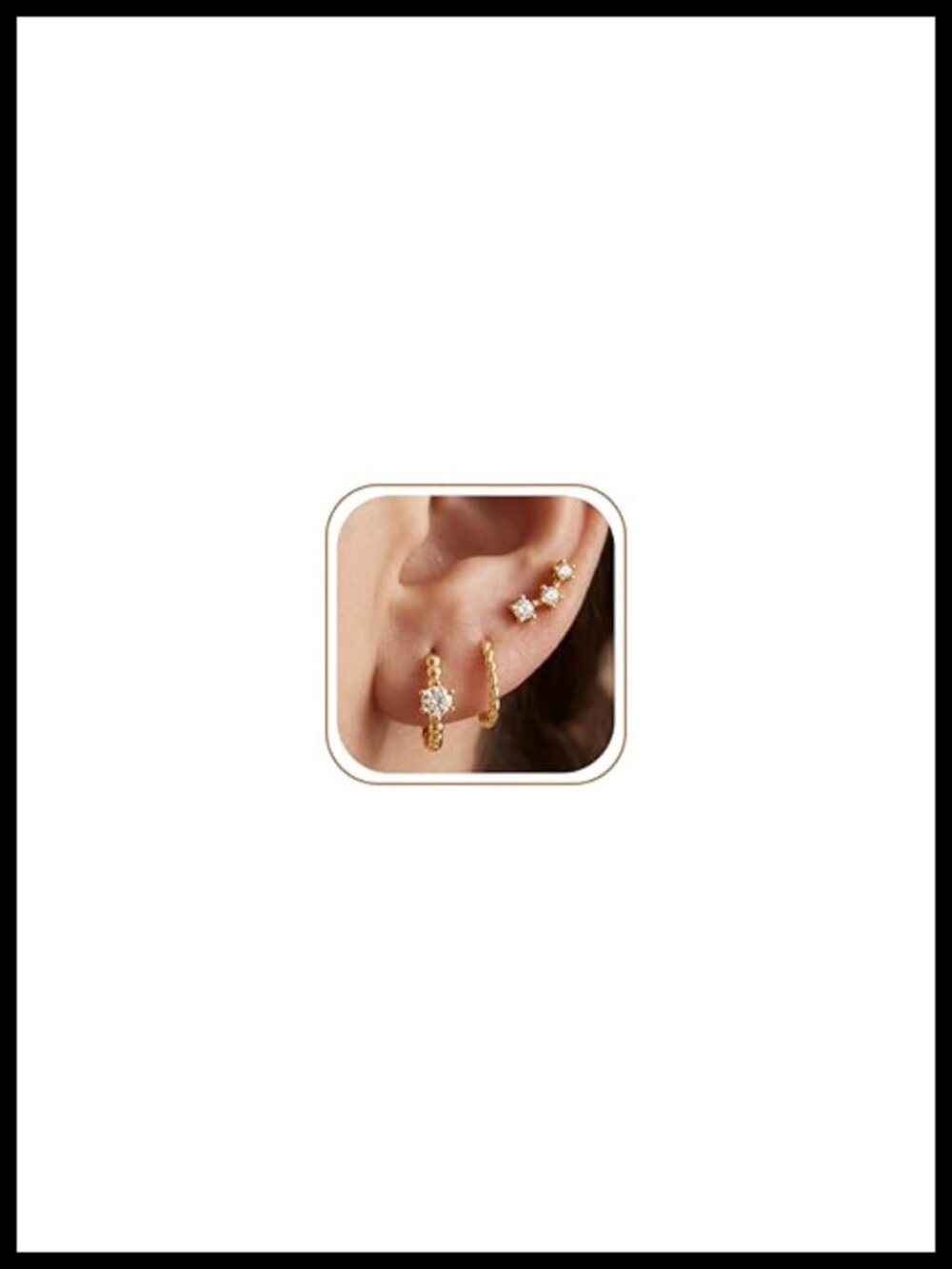 14K Gold Plated Huggie Earrings Set Hypoallergenic Stackable Hoops